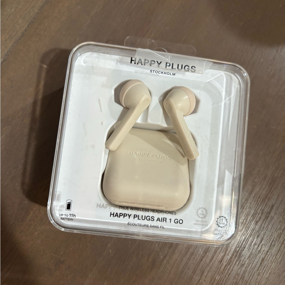 Happy Plugs Air 1 Go True Wireless Earbuds - Cream New